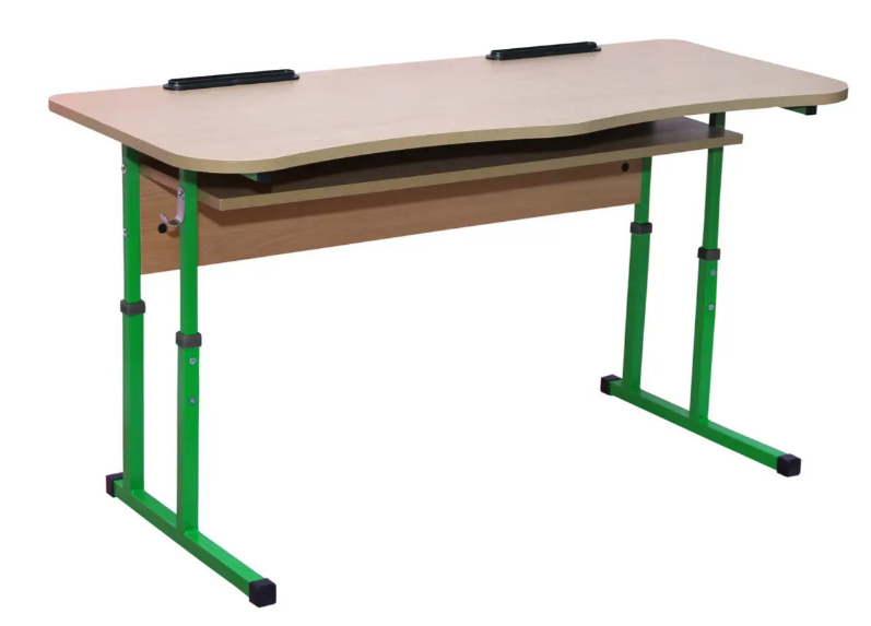 Стіл учнівський двомісний антісколіозний регульований по висоті №4-6 з полицею ( БІГУН , арт.11180)